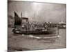 A Yarmouth Herring Boat Leaves the Mouth of the River Yar Norfolk, 1935-null-Mounted Photographic Print