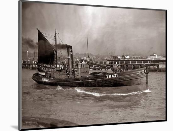 A Yarmouth Herring Boat Leaves the Mouth of the River Yar Norfolk, 1935-null-Mounted Photographic Print
