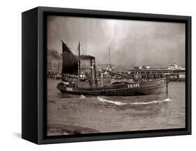 A Yarmouth Herring Boat Leaves the Mouth of the River Yar Norfolk, 1935-null-Framed Stretched Canvas