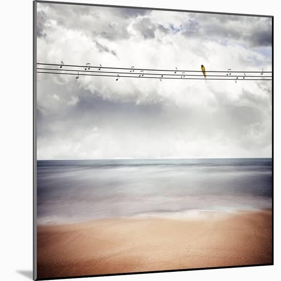 A Yellow Bird Sitting on a Wire-Luis Beltran-Mounted Photographic Print