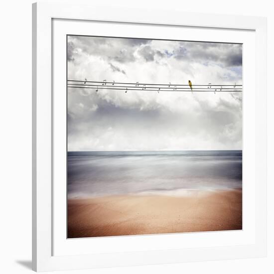 A Yellow Bird Sitting on a Wire-Luis Beltran-Framed Photographic Print