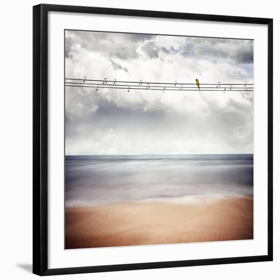 A Yellow Bird Sitting on a Wire-Luis Beltran-Framed Photographic Print