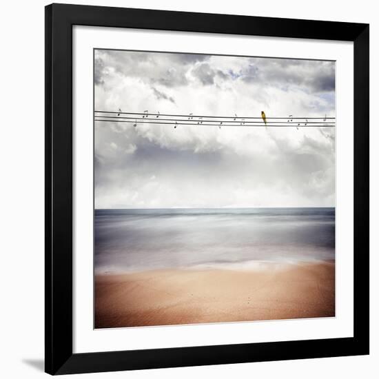 A Yellow Bird Sitting on a Wire-Luis Beltran-Framed Photographic Print