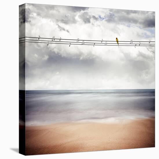 A Yellow Bird Sitting on a Wire-Luis Beltran-Stretched Canvas