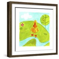 A Yellow Duck Standing Next to a Stream-null-Framed Giclee Print