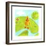 A Yellow Duck Standing Next to a Stream-null-Framed Giclee Print