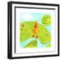 A Yellow Duck Standing Next to a Stream-null-Framed Giclee Print