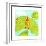 A Yellow Duck Standing Next to a Stream-null-Framed Giclee Print