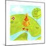 A Yellow Duck Standing Next to a Stream-null-Mounted Giclee Print