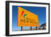 A Yellow Welcome to New Mexico Sign in Front of a Blue Sky-flippo-Framed Photographic Print