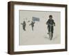 A Young Afghan Boy Rides His Bicycle on a Snow Covered Street-null-Framed Photographic Print