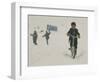 A Young Afghan Boy Rides His Bicycle on a Snow Covered Street-null-Framed Photographic Print