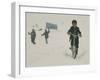 A Young Afghan Boy Rides His Bicycle on a Snow Covered Street-null-Framed Photographic Print