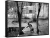A Young Afghan Girl Carries Water from a Well to Her Family-null-Framed Stretched Canvas
