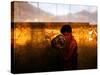 A Young Afghan Man Exercises with a Barbell in Kabul-null-Stretched Canvas