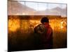 A Young Afghan Man Exercises with a Barbell in Kabul-null-Mounted Photographic Print