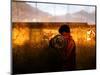 A Young Afghan Man Exercises with a Barbell in Kabul-null-Mounted Photographic Print