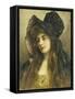A Young Beauty in a Black Hat-Albert Lynch-Framed Stretched Canvas