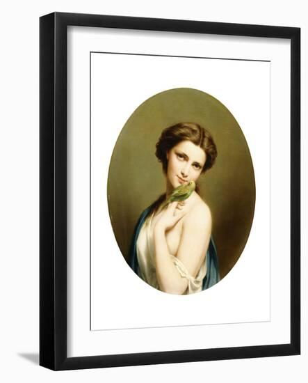 A Young Beauty with a Parakeet-Fritz Zuber-Buhler-Framed Giclee Print