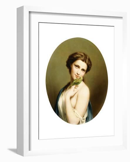 A Young Beauty with a Parakeet-Fritz Zuber-Buhler-Framed Giclee Print