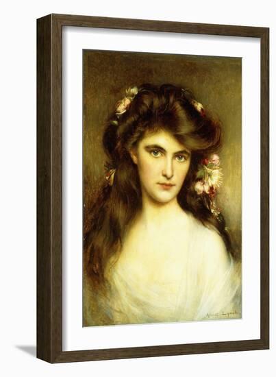 A Young Beauty with Flowers in Her Hair-Albert Lynch-Framed Giclee Print