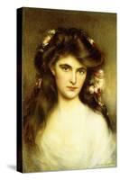 A Young Beauty with Flowers in Her Hair-Albert Lynch-Stretched Canvas