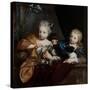 A Young Boy and Girl in an Architectural Setting, 17Th-18Th Century (Oil on Canvas)-Nicolaes Verkolje-Stretched Canvas
