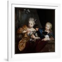 A Young Boy and Girl in an Architectural Setting, 17Th-18Th Century (Oil on Canvas)-Nicolaes Verkolje-Framed Giclee Print