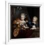 A Young Boy and Girl in an Architectural Setting, 17Th-18Th Century (Oil on Canvas)-Nicolaes Verkolje-Framed Giclee Print