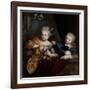 A Young Boy and Girl in an Architectural Setting, 17Th-18Th Century (Oil on Canvas)-Nicolaes Verkolje-Framed Giclee Print