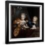 A Young Boy and Girl in an Architectural Setting, 17Th-18Th Century (Oil on Canvas)-Nicolaes Verkolje-Framed Giclee Print