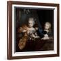 A Young Boy and Girl in an Architectural Setting, 17Th-18Th Century (Oil on Canvas)-Nicolaes Verkolje-Framed Giclee Print