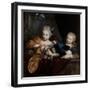 A Young Boy and Girl in an Architectural Setting, 17Th-18Th Century (Oil on Canvas)-Nicolaes Verkolje-Framed Giclee Print