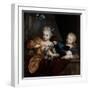 A Young Boy and Girl in an Architectural Setting, 17Th-18Th Century (Oil on Canvas)-Nicolaes Verkolje-Framed Giclee Print