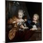 A Young Boy and Girl in an Architectural Setting, 17Th-18Th Century (Oil on Canvas)-Nicolaes Verkolje-Mounted Giclee Print