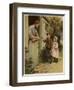 A Young Boy and Young Girl Giving a Broken Hoop to a Blacksmith for Repair-null-Framed Giclee Print