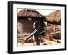 A Young Boy Carries a Hoe-null-Framed Photographic Print