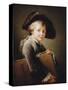 A Young Boy Holding a Portfolio, 1760-Francois-Hubert Drouais-Stretched Canvas