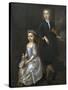 A Young Boy Holding a Violin and a Young Girl Holding a Doll-John Vanderbank-Stretched Canvas