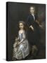A Young Boy Holding a Violin and a Young Girl Holding a Doll-John Vanderbank-Stretched Canvas