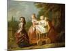 A Young Boy on a Hobbyhorse, with Other Children Playing in a Garden-Philippe Mercier-Mounted Giclee Print