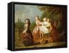 A Young Boy on a Hobbyhorse, with Other Children Playing in a Garden-Philippe Mercier-Framed Stretched Canvas