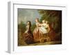 A Young Boy on a Hobbyhorse, with Other Children Playing in a Garden-Philippe Mercier-Framed Giclee Print