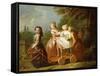 A Young Boy on a Hobbyhorse, with Other Children Playing in a Garden-Philippe Mercier-Framed Stretched Canvas