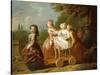A Young Boy on a Hobbyhorse, with Other Children Playing in a Garden-Philippe Mercier-Stretched Canvas