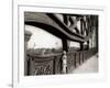 A Young Boy on Tip Toes to Get a View from the Bridge, 1959-null-Framed Photographic Print