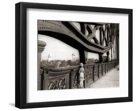 A Young Boy on Tip Toes to Get a View from the Bridge, 1959-null-Framed Photographic Print