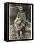 A Young Boy, Poses for His Photograph with His Pet Old English Sheepdog-null-Framed Stretched Canvas