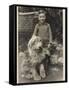 A Young Boy, Poses for His Photograph with His Pet Old English Sheepdog-null-Framed Stretched Canvas