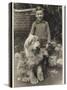 A Young Boy, Poses for His Photograph with His Pet Old English Sheepdog-null-Stretched Canvas
